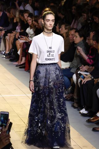 A model walks the runway during the Christian Dior show as part of the Paris Fashion Week Womenswear Spring/Summer 2017