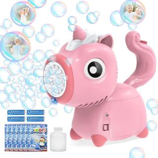 Aolieh Bubble Machine, Unicorn Bubble Makers for Kids, Electric Bubble Wand With 6 Bubble Liquid 4 Aa Batteries, Automatic Bubble Machine With Light for Party Wedding Outdoor, Toddler Garden Toys