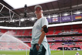 Alexandra Popp of Germany walks on the pitch prior to the UEFA Women's Euro 2022 final match between England and Germany at Wembley Stadium on July 31, 2022 in London, England.