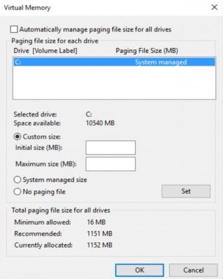 windows space 14memorysize