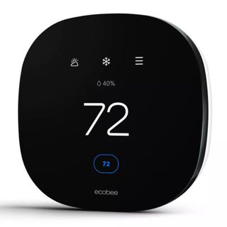 Rounded square Lite Smart Thermostat showing temperature of 72 degrees and 40% humidity