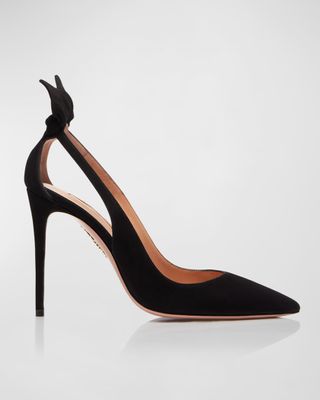 105mm Bow Suede Pumps