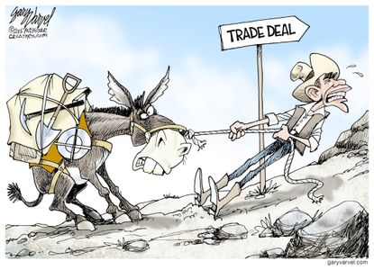 Obama cartoon U.S. Democrats TPP Deal