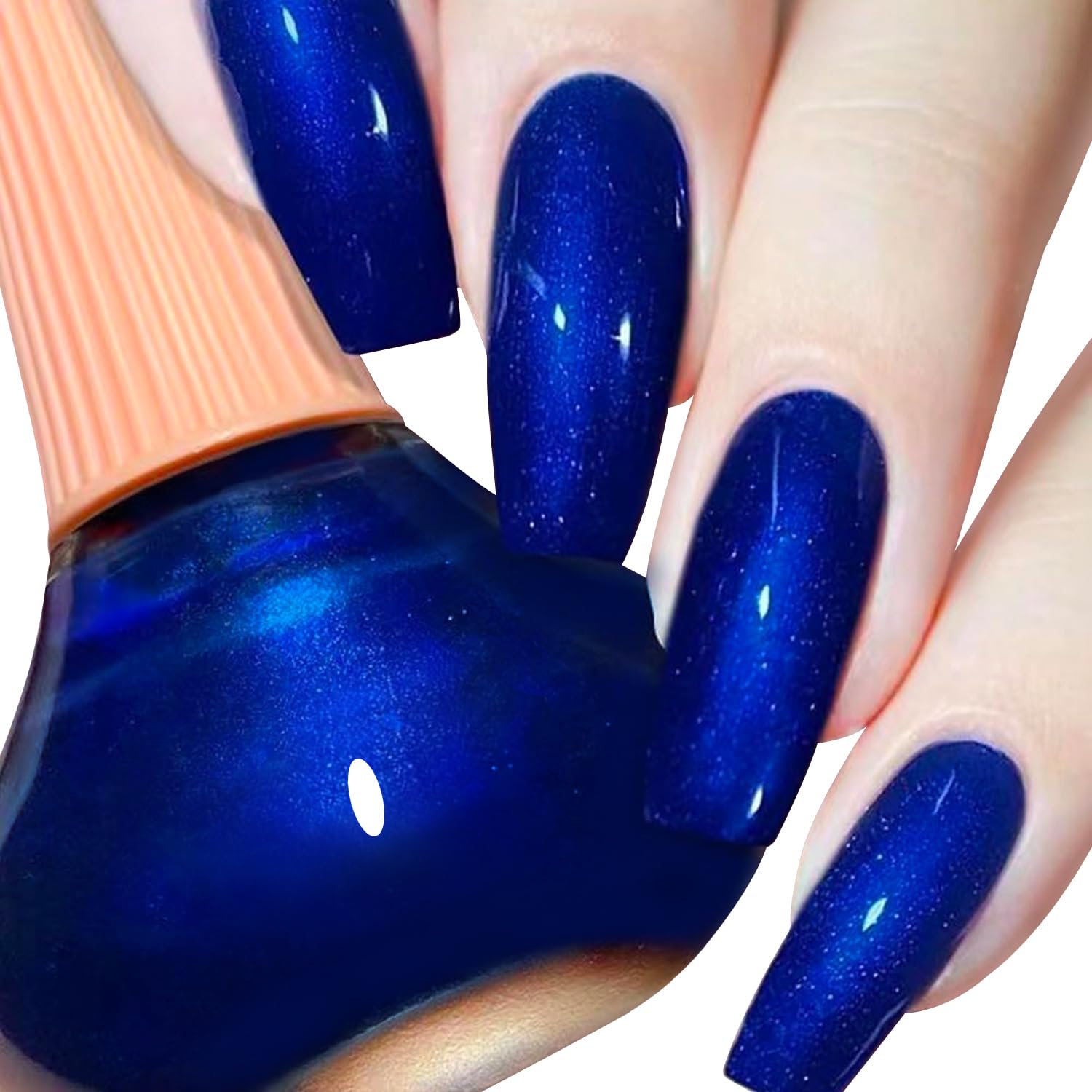 Cosmoo Royal Blue Nail Polish 12ml, Shimmer Quick Dry Nail Lacquer, High Glossy Super Lustrous Nail Enamel Polish, Iridescent Ultrachrome Art Varnish, 0.41 Fl Oz