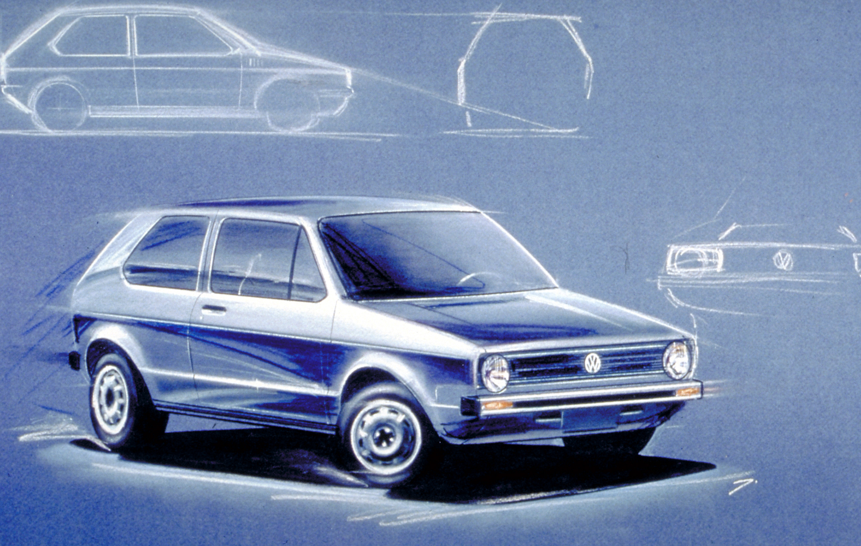 VW Golf Mk1, 1974 sketch