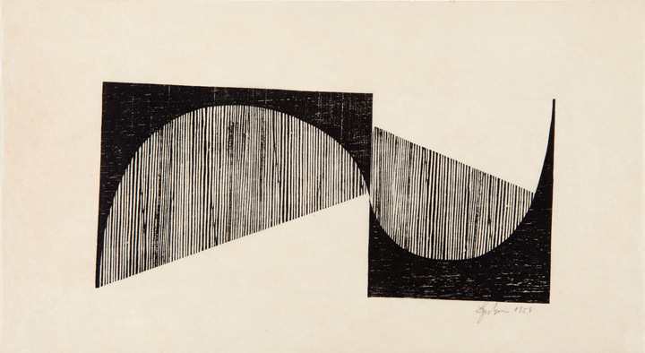 Black color two half shape circle painting