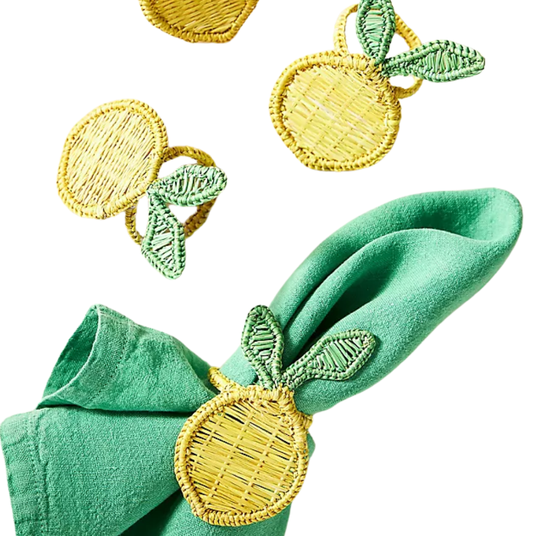 Handwoven Fruit Napkin Rings, Set of 4