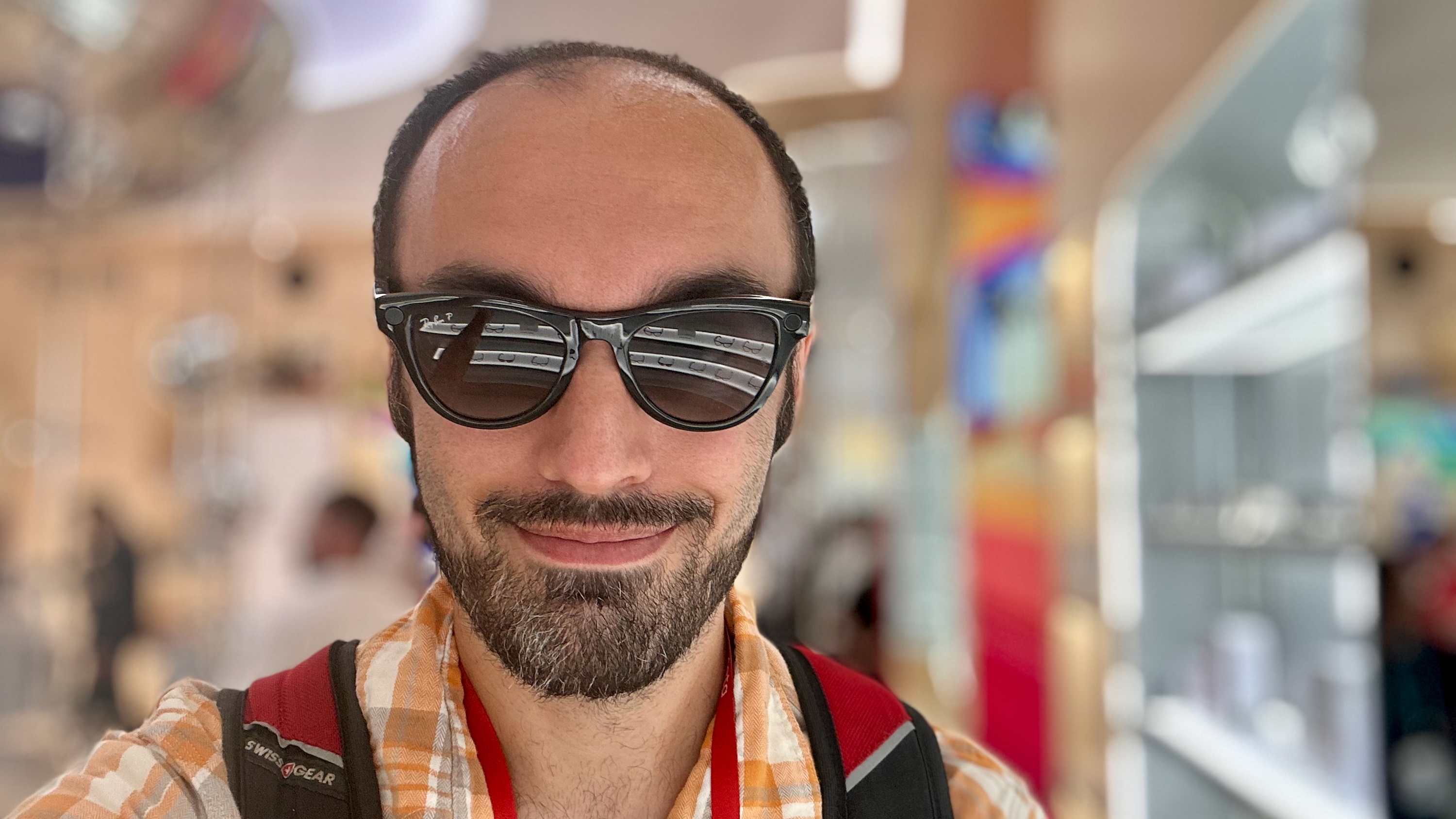 A selfie of the author wearing Ray-Ban Meta (Gen 2) smart glasses with Black lenses