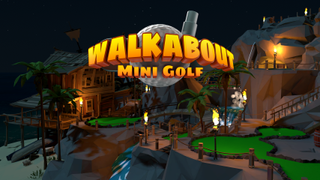 Walkabout Mini Golf banner image showing one of the courses at night time