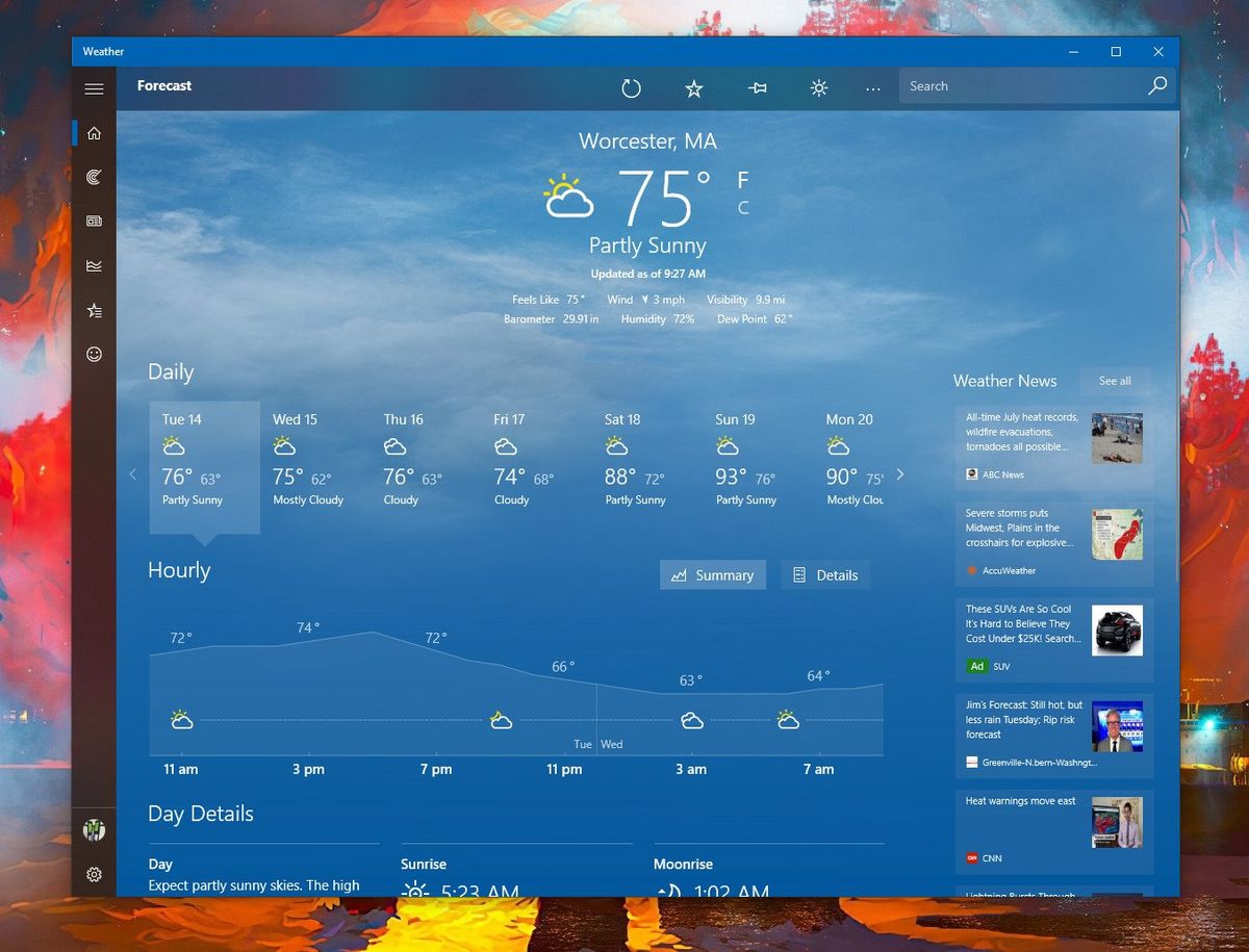 MSN Weather app on Windows 10 adds news section to homepage | Windows ...