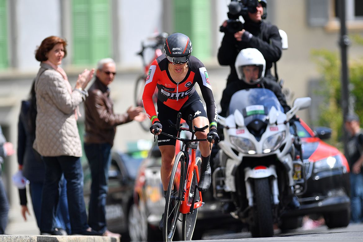 Richie Porte gets out of the saddle on the uphill section of the course