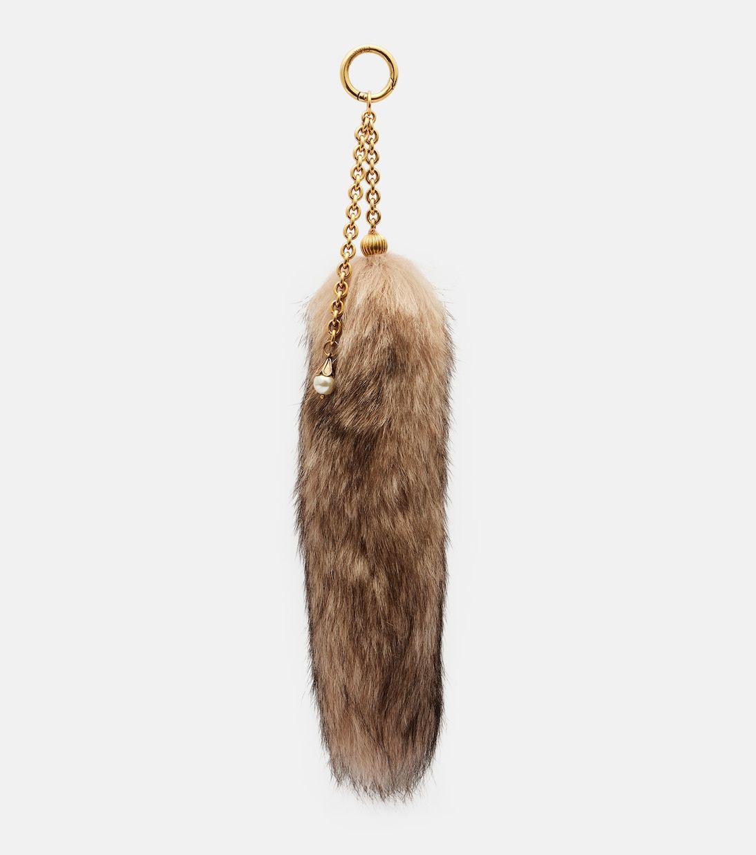 Treasure Tails Shearling Bag Charm in Brown - Chloe