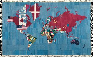 World map with world flags