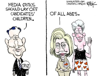 Political cartoon U.S. Hillary Bill Clinton Children