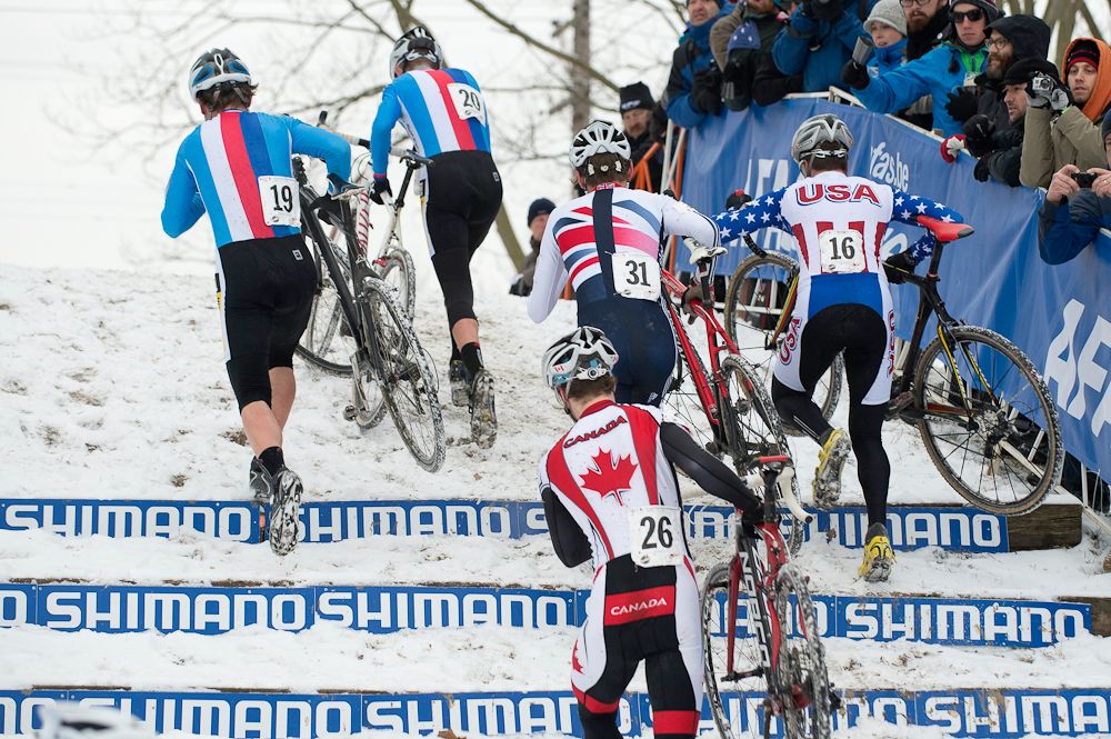 Riders on course at the 2013 UCI Cyclo-cross World Championship in Louisville, Kentucky
