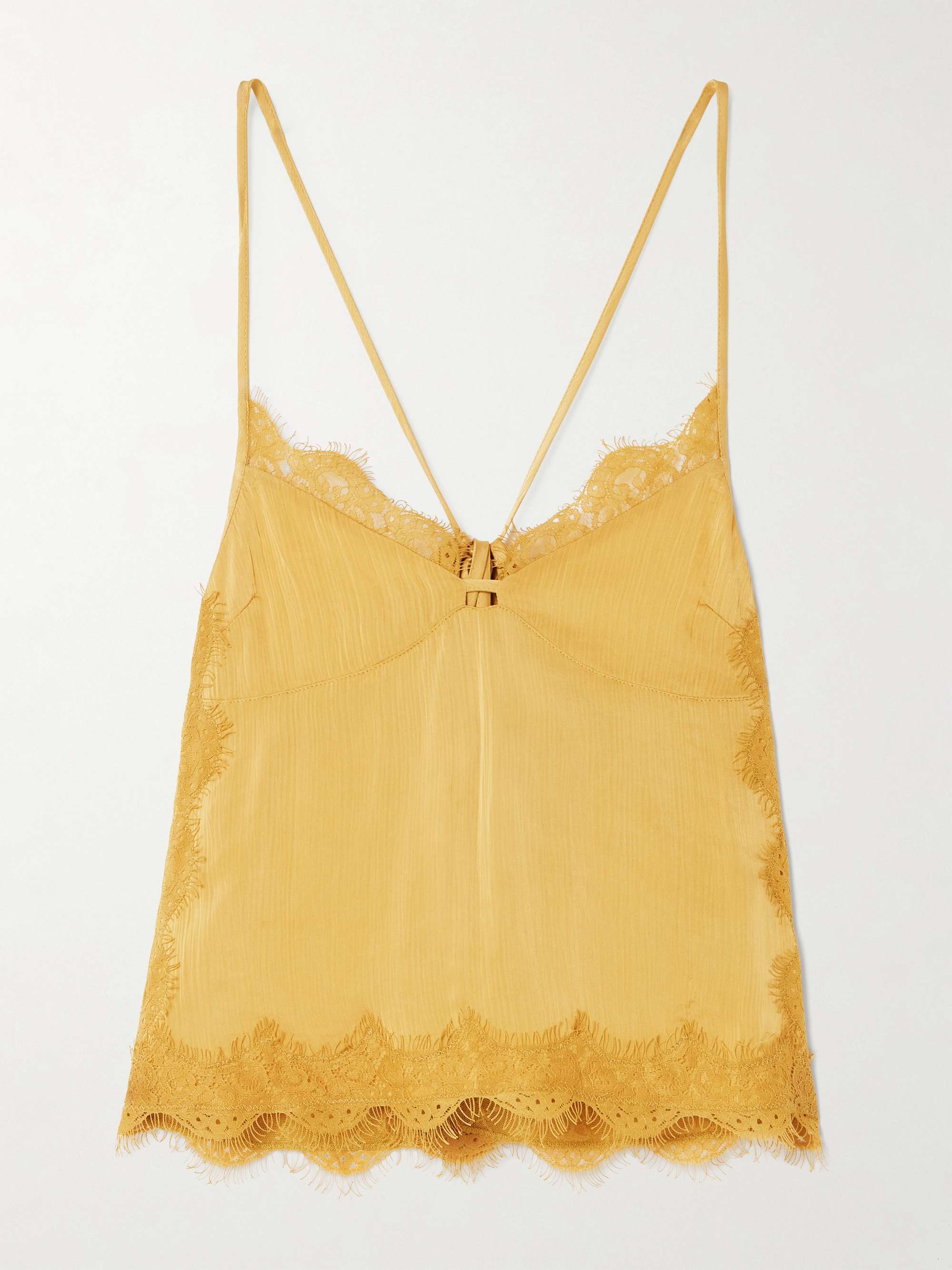 Tie-Detailed Lace and Crepon Camisole
