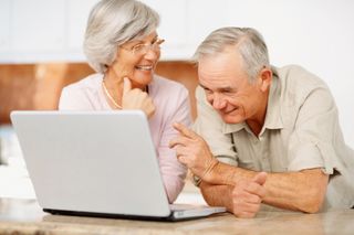 older couple, computer, online, man, woman