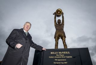 Billy McNeill next to his statue