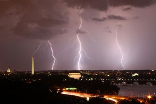 Arlington, Va., resident Brian Allen took a shot of a lightning storm over Washington, D.C., from his apartment on Sept. 1, 2012.
