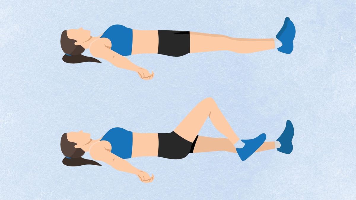 an illo of a woman doing heel slide exercise