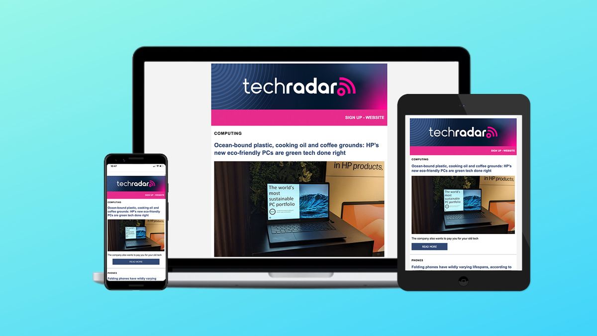 Laptop, tablet and phone displaying the TechRadar AU newsletter