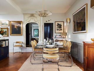 grand dining room for apartment ideas arty walls and velvet chairs