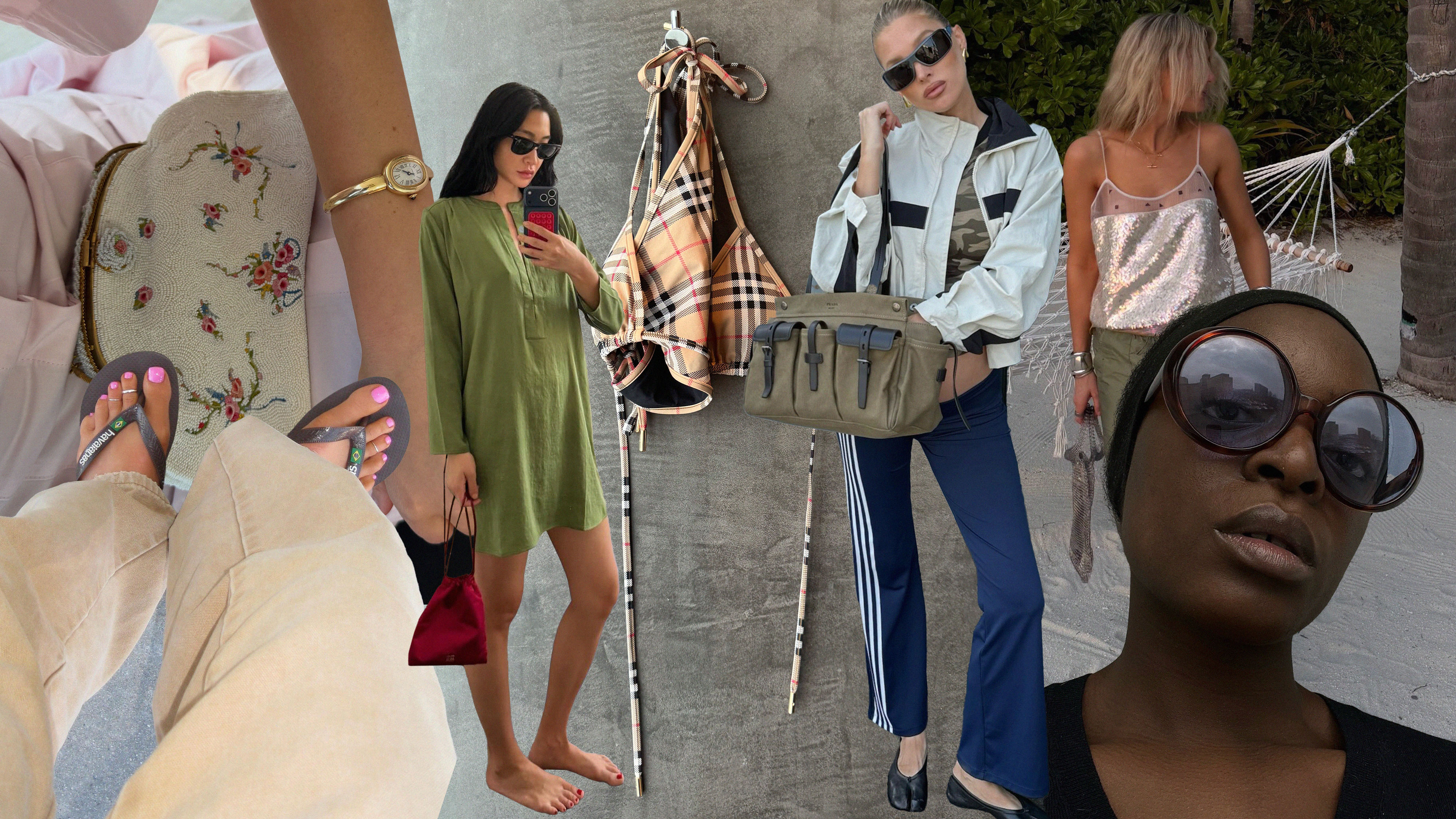 a coage of fashion people wearing it items that will be popular in june.