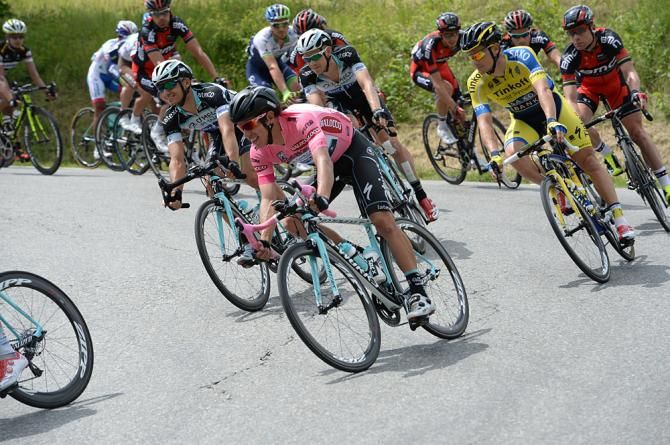 Maglia rosa holder Rigoberto Uran on stage 13