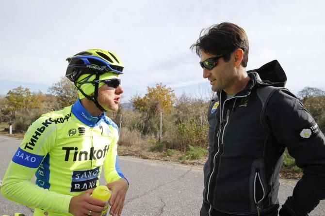 Rafal Majka speaks to head coach Bobby Julich