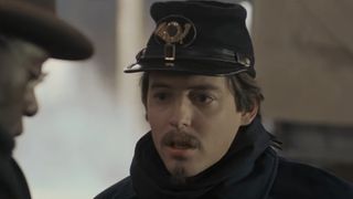 Matthew Broderick dressed as a Union soldier in Glory