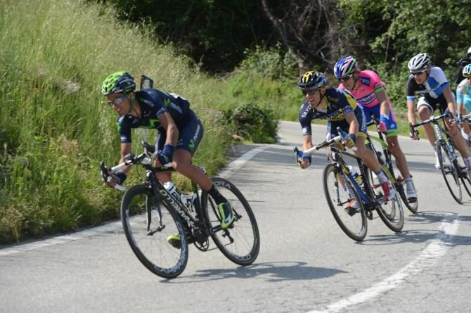 Benat Intxausti (Movistar) in the lead group which contested the stage victory in Ivrea