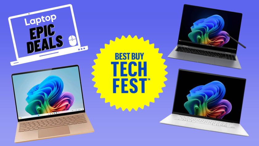 Best Best Tech Fest logo surrounded by Surface Laptop 7, Galaxy Book 5 Pro 360, and Asus Zenbook S 16 Copilot+ PCs