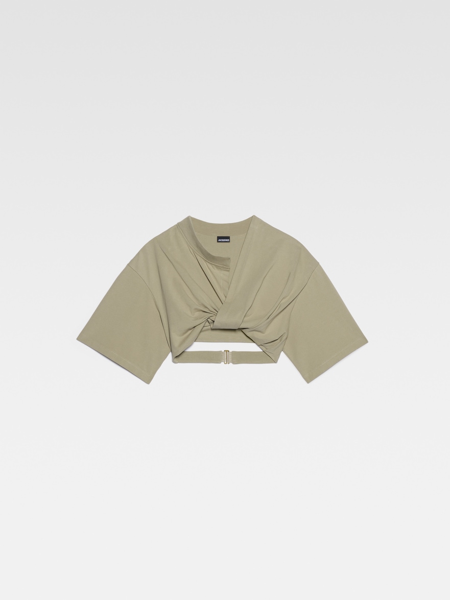 Jacquemus - the Bahia Cropped T-Shirt - Light Khaki - Size : L