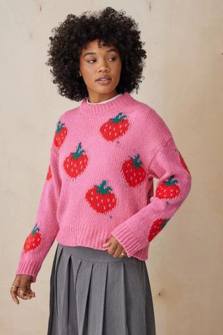 Daisy Street Strawberry Knit Jumper