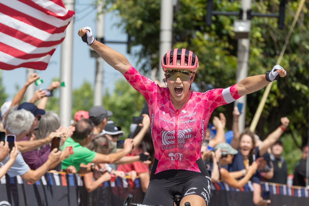 Kristen Faulkner (EF Education-Oatly) wins elite women&#039;s road race at USA Pro Road Championships 2025