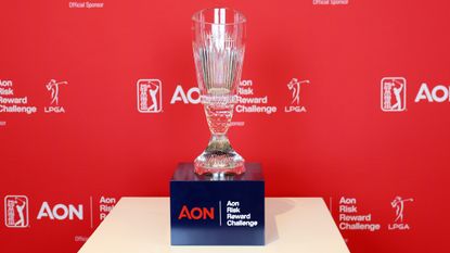 The Aon Risk Reward Challenge trophy in 2022 