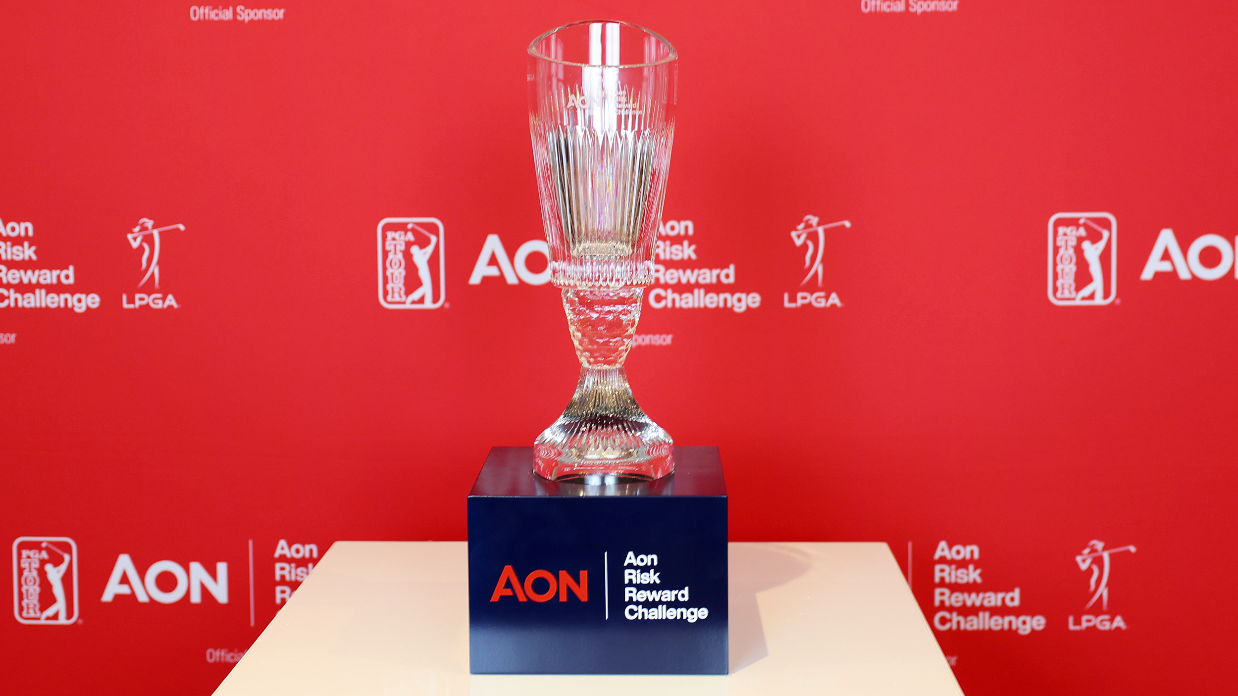The Aon Risk Reward Challenge trophy in 2022 