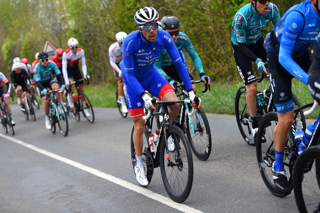 LE LUDE FRANCE APRIL 06 Thibaut Pinot of France and Team Groupama FDJ competes during the 68th Circuit Cycliste Sarthe Pays de la Loire 2022 Stage 2 a 1747km stage from Le Lude to Le Lude CircuitSarthe on April 06 2022 in Le Lude France Photo by Dario BelingheriGetty Images