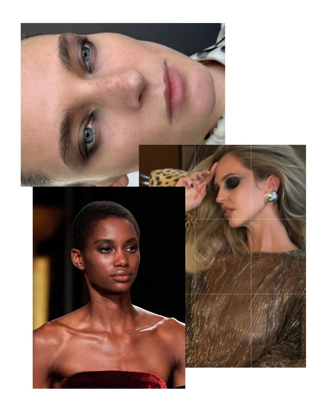 Three people wearing soft smoky eyes.