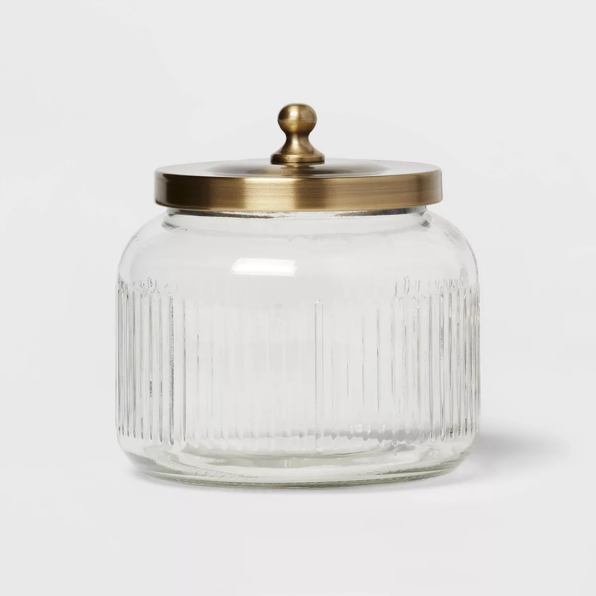 Small Glass Bath Canister Brass - Thresholdu0026#8482;: Elegant Storage Container With Lid for Bathroom Organization