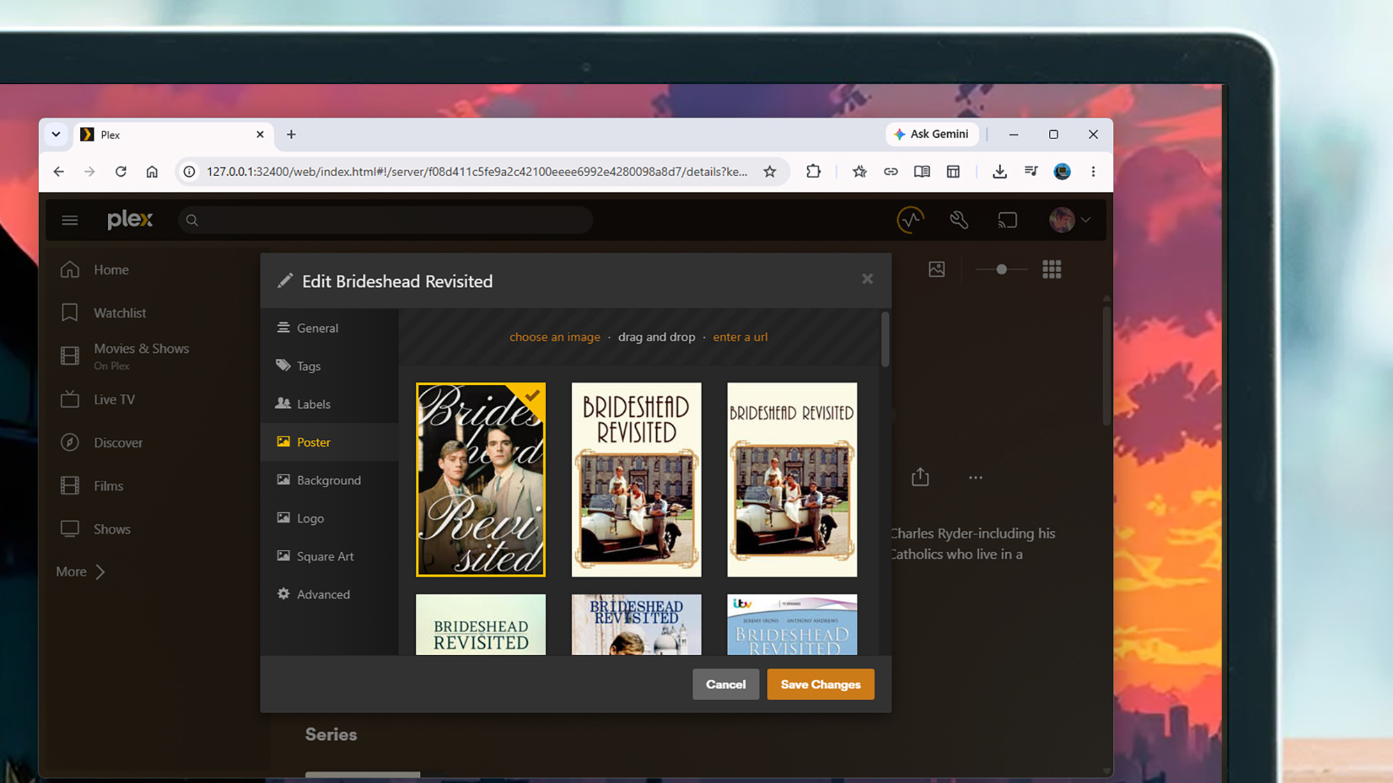 A laptop screen showing the Plex interface