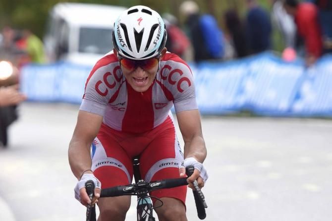 Michal Kwiatkowski (Poland) during his race winning attack