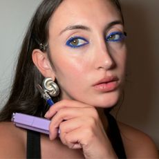 Alyssa Brascia wearing blue mascara.