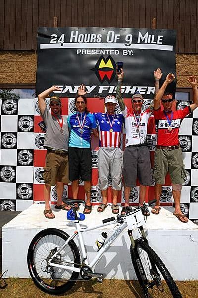 The men's podium at 24 Hour Solo Nationals;