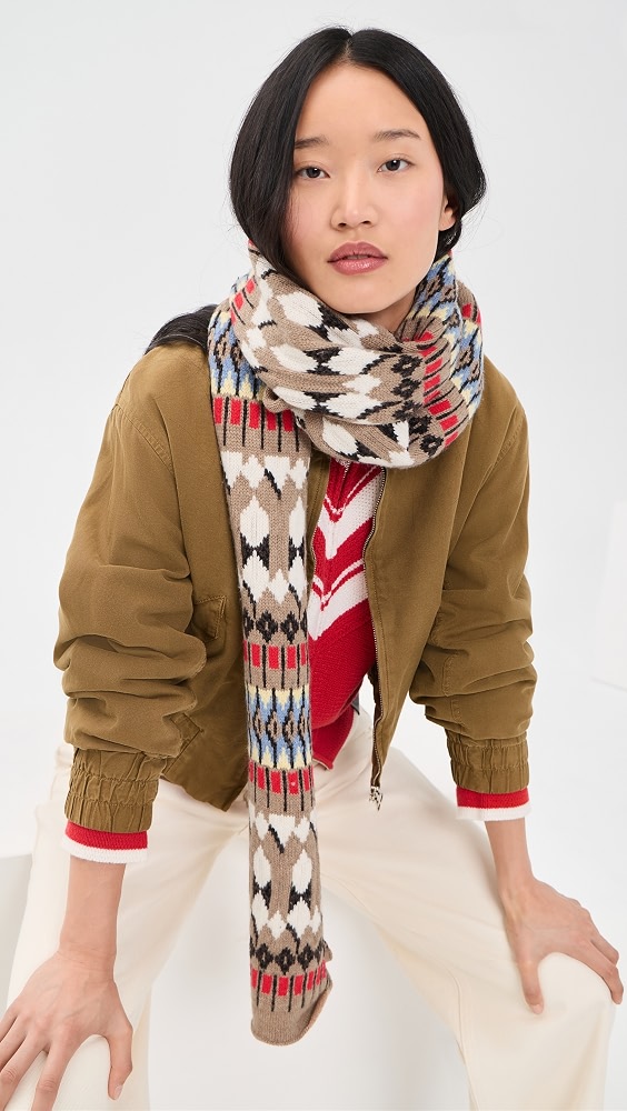 Chunky Fair Isle Scarf - Camel