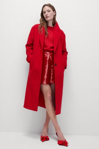 M&S Single Breasted Longline Tailored Coat with Wool