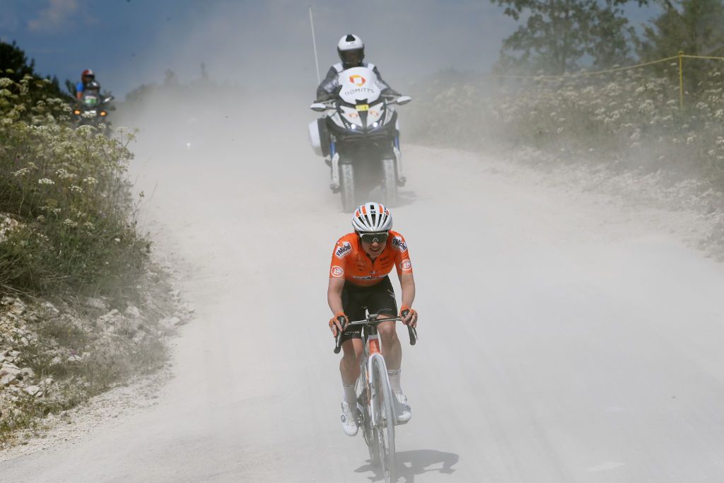 BARSURAUBE FRANCE JULY 27 Coralie Demay of France and Team St Michel Auber 93 competes in the breakaway during the 1st Tour de France Femmes 2022 Stage 4 a 1268km stage from Troyes to BarSurAube TDFF UCIWWT on July 27 2022 in BarsurAube France Photo by Tim de WaeleGetty Images