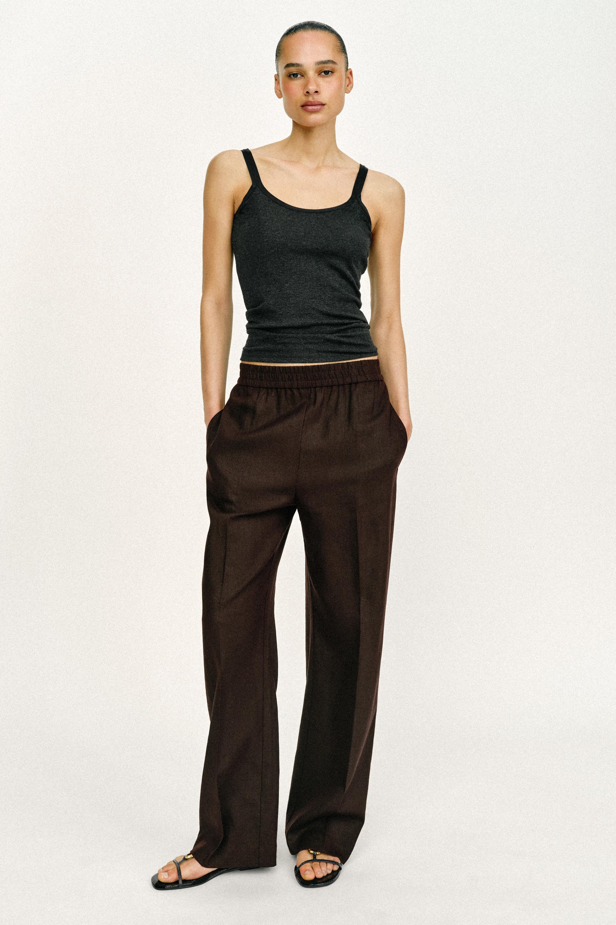 Straight Trousers With Linen