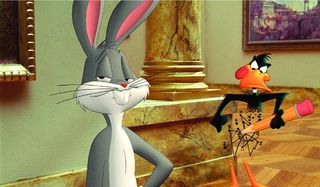 Looney Tunes: Back In Action Bugs mugs as Daffy redraws himself