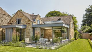 zinc roof to glass extension with matching porch